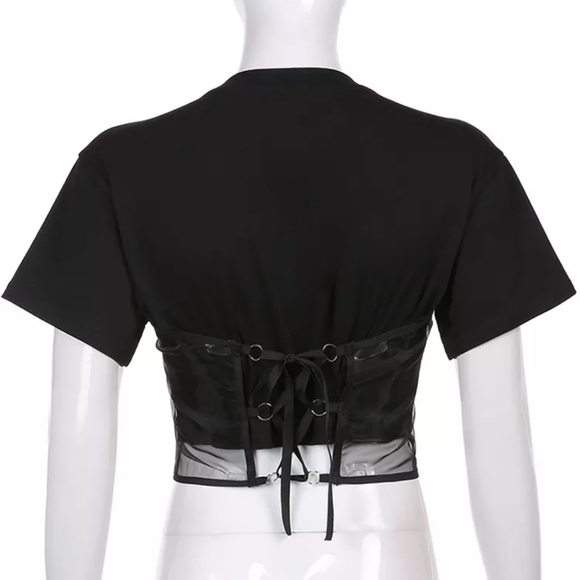 Black punk corset graphic t-shirt - Picture 2 of 7